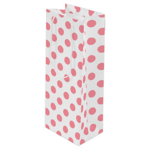 Korallen- und Weißpolka-Punkte Geschenktüte Für Weinflaschen