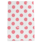 Korallen- und Weißpolka-Punkte Mittlere Geschenktüte (Rückseite)