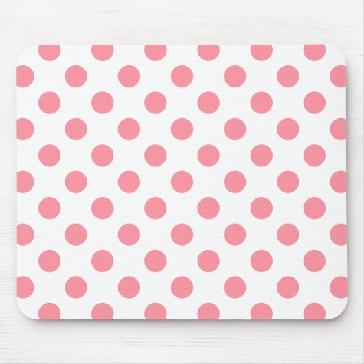 Korallen- und Weißpolka-Punkte Mousepad (Vorne)