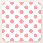 Korallen- und Weißpolka-Punkte Rechteckiger Pappuntersetzer (Vorderseite)