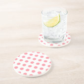 Korallen- und Weißpolka-Punkte Sandstein Untersetzer (Seite)