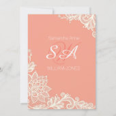 Korallen- und Weißspitzen-Brautparty Einladung (Rückseite)