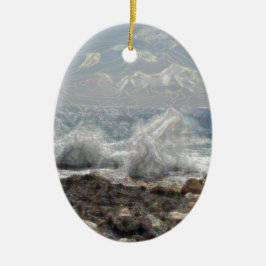 Korallen und Wellen Keramik Ornament