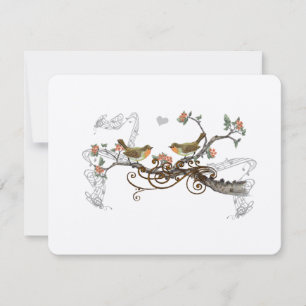 Korallen Vintage Liebesvögel Hochzeit RSVP Karte