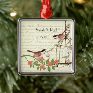 Korallen-Vintage-Vogel-Erstes Weihnachten Vogelkä Ornament Aus Metall