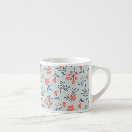 Korallen-Wiesen-Blumenmuster Espressotasse (Rechts)