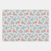 Korallen-Wiesen-Blumenmuster Geschenkpapier Set (Vorderseite)