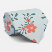 Korallen-Wiesen-Blumenmuster Krawatte (Gerollt)