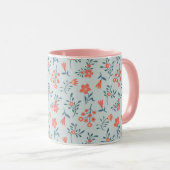 Korallen-Wiesen-Blumenmuster Tasse (VorderseiteRechts)