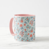 Korallen-Wiesen-Blumenmuster Tasse (Vorderseite Links)