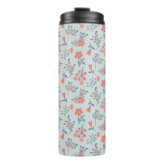 Korallen-Wiesen-Blumenmuster Thermosbecher (Vorderseite)