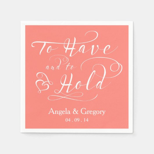 Korallen zu haben und Personalisierte Hochzeit zu  Serviette (Vorderseite)