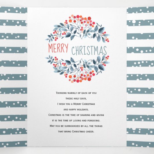 Korallenbeeren und Streifen Weihnachtsgebäck Foto Dreifach Gefaltete Urlaubskarte (Innenseite Mitte)