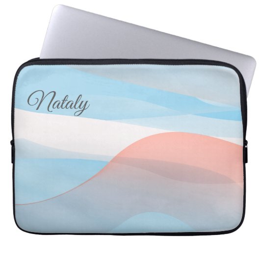 Korallenblau minimalistisch mit dem Namen Electron Laptopschutzhülle (Vorderseite)