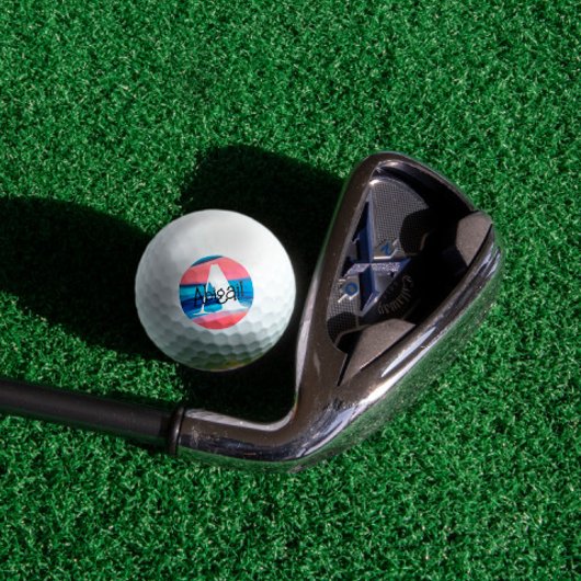 Korallenblau niedlich mit Monogramm Initial A Golfball