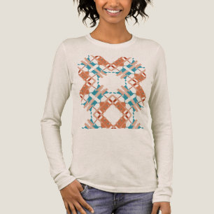 Korallenblau-Rost-Abstract Crisscross Südwest-Look Tri-Blend Shirt