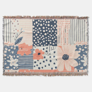 Korallenblaue Navy Florale Patchwork-Quilt-Muster Decke