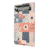 Korallenblaue Navy Florale Patchwork-Quilt-Muster Mini Klemmbrett (Gewinkelt2)