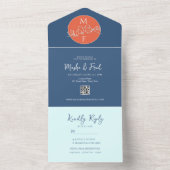 Korallenblauer Hochzeit in einer Einladung (Innen Boden)