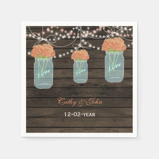 Korallenblume Glas personalisierte Hochzeitslippe Serviette (Vorderseite)