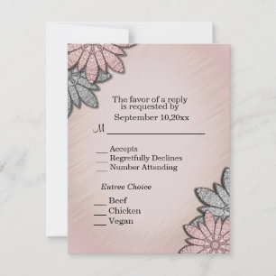 Korallenblumen-RSVP mit Menüauswahl Einladung