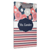 Korallenblumen und Streifen Boho Personalisiert Klemmbrett (Rechts)