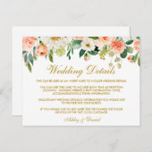 Korallenblumengold Hochzeitsdetails Beipackkarte Postkarte (Vorne/Hinten)