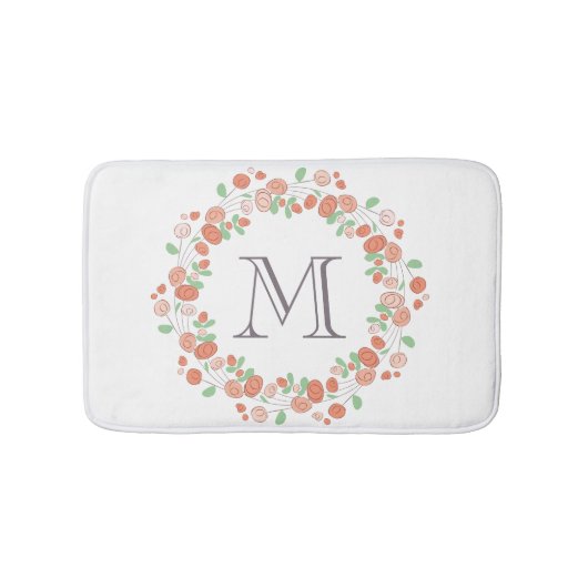 Korallenblumenmonogramm Badematte (Vorderseite)