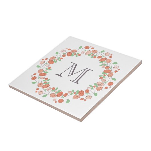 Korallenblumenmonogramm Fliese (Seite)