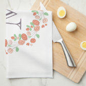 Korallenblumenmonogramm Geschirrtuch (Viertel Falte)