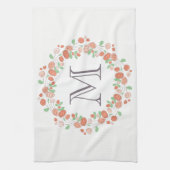 Korallenblumenmonogramm Geschirrtuch (Vertikal)