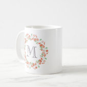 Korallenblumenmonogramm Kaffeetasse (Vorderseite Links)