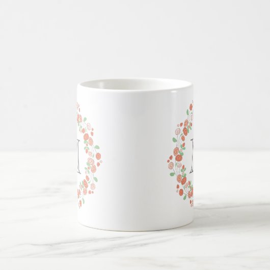 Korallenblumenmonogramm Kaffeetasse (Mittel)