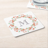 Korallenblumenmonogramm Rechteckiger Pappuntersetzer (angewinkelt)