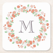 Korallenblumenmonogramm Rechteckiger Pappuntersetzer (Vorderseite)