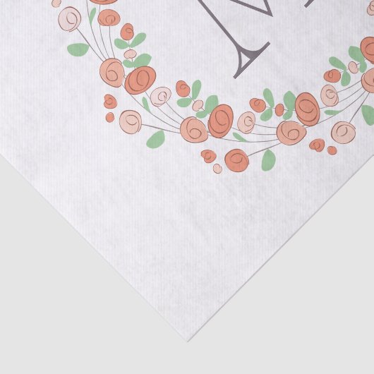 Korallenblumenmonogramm Seidenpapier (Ausschnitt)