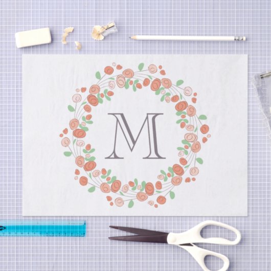 Korallenblumenmonogramm Seidenpapier (Handwerk)