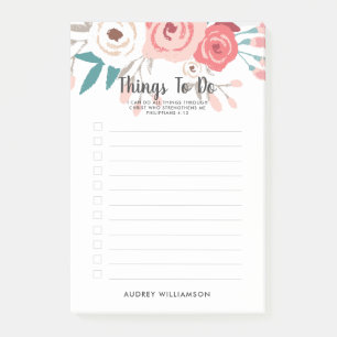 Korallenblumenschrift Personalisiert zu führen Post-it Klebezettel