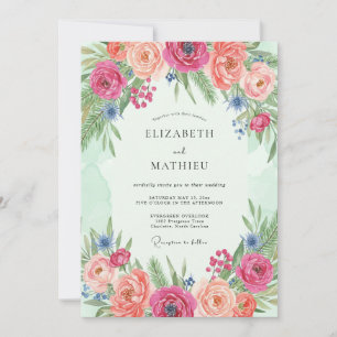 Korallenblüten Florale Romanze Hochzeit Einladung