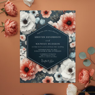 Korallenblüten Moody Romance Hochzeit Einladung