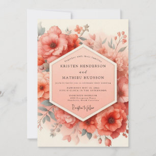 Korallenblüten Romantische Opulenz Hochzeit Einladung