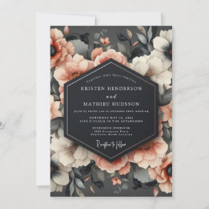Korallenblüten-Romanze-Hochzeit Einladung