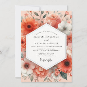 Korallenblüten Whimsical-Hochzeit Einladung