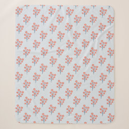 Korallenblüten-Zweige auf neblig blauem Muster  Sherpadecke