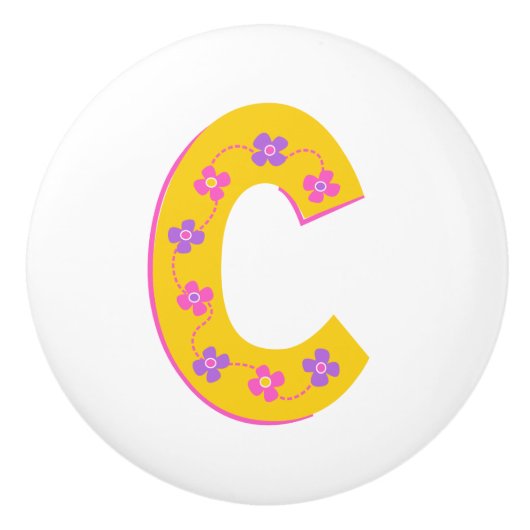 Korallenbuchstabe C mit Monogramm Griff Knopf (Vorderseite)