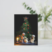 Korallenelfen mit Weihnachtsbaum - Weihnachtskarte Postkarte (Stehend Vorderseite)