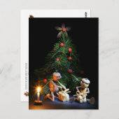 Korallenelfen mit Weihnachtsbaum - Weihnachtskarte Postkarte (Vorne/Hinten)