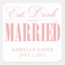 Korallenessen, trinken & Verheiratet sein | Aufkle Quadratischer Aufkleber