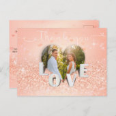 Korallenfaltendes Herz-Foto Hochzeit - Danke Karte (Vorne/Hinten)