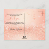 Korallenfaltendes Herz-Foto Hochzeit - Danke Karte (Rückseite)